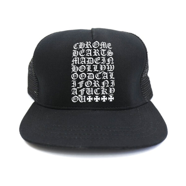 Chrome Hearts Eye Chart Made in Hollywood Trucker Hat Black