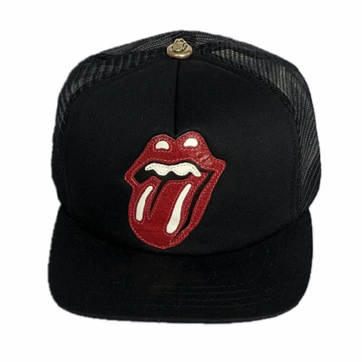 Chrome Hearts X Rolling Stones Leather Patch Trucker Hat – Black